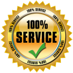 100% service logo gold